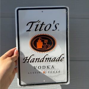 Tito's Handmade Vodka White and Orange Metal Wall Sign